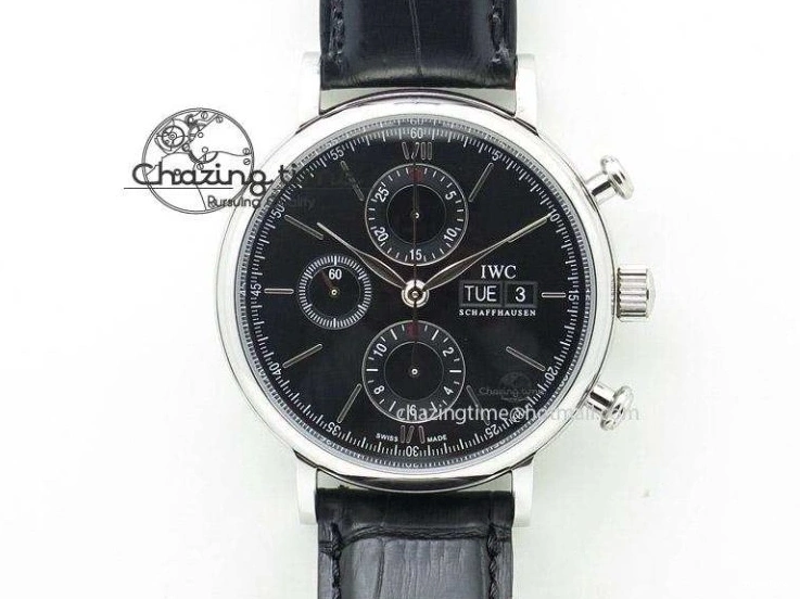 MIROTIME 0504 SmartChoice Mark XVIII IW327006 Titanium M+F 1:1 Best Edition Black Dial on Brown Leather Strap A 7145